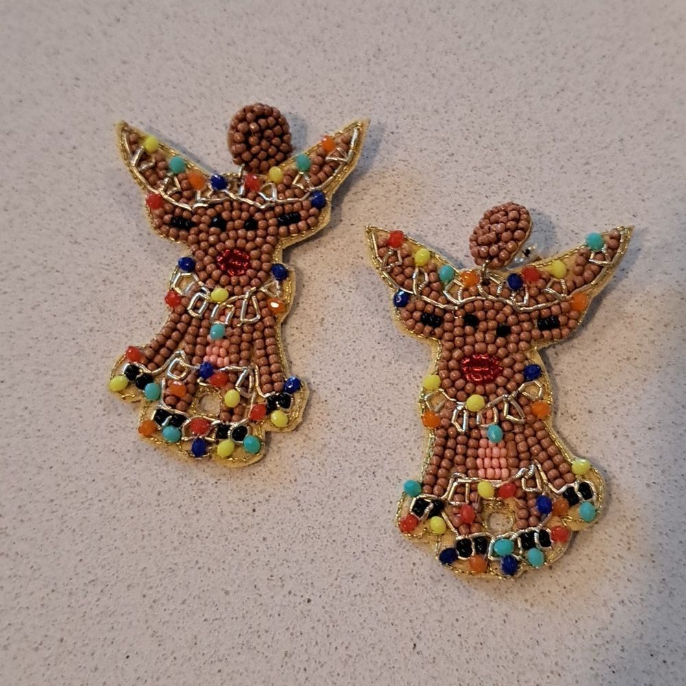 Viola Earrings NWT Pierced Christmas Angels Stud Seed Bead Dangle Holiday